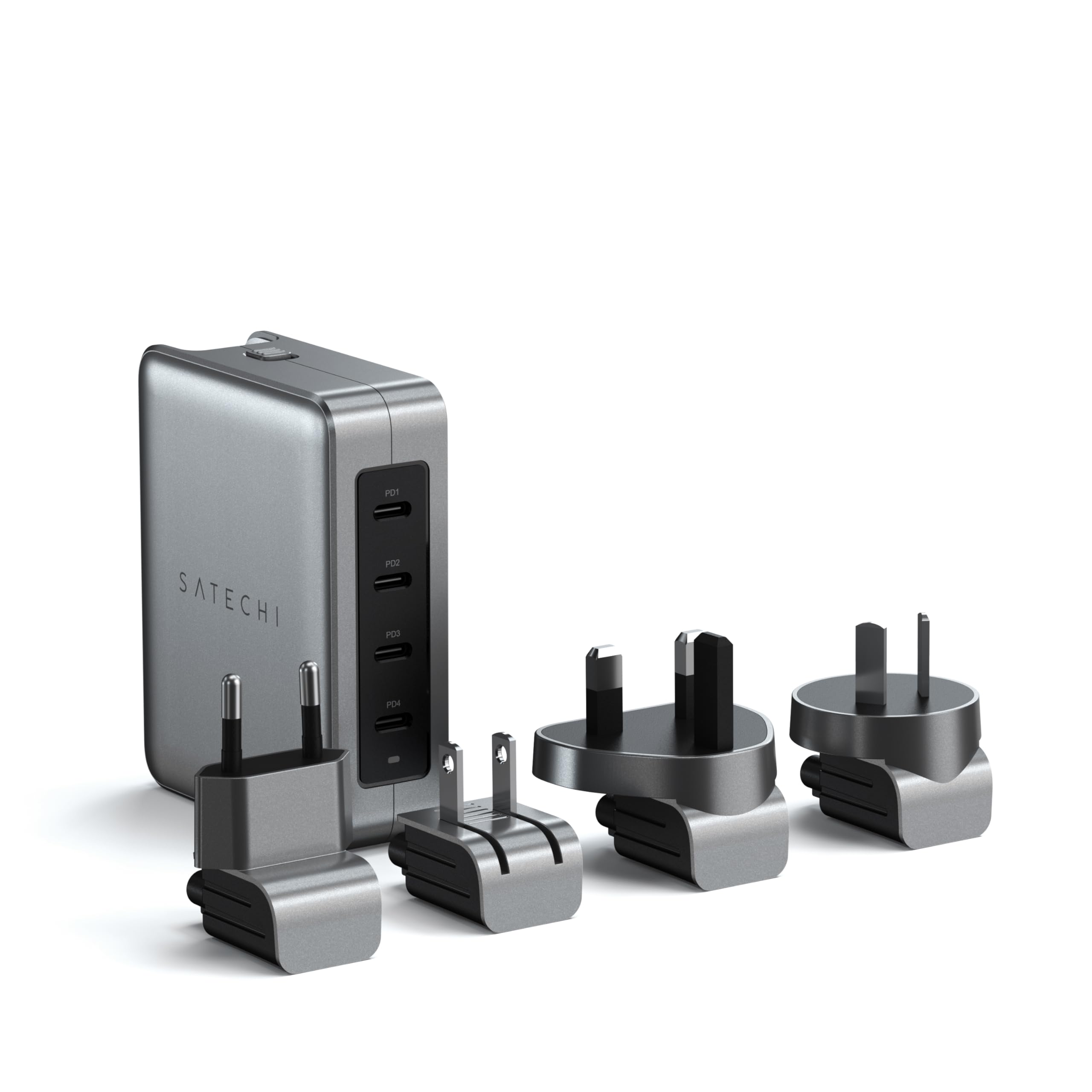 SATECHI 145W GaN Travel Charger, 4-Port USB-C Charger, 2 USB-C PD 3.1, Fast Charging Station for MacBook Air & Pro M5 M4, iPad Air & Pro M5 M4, iPhone 17, 16, 15 to 12 Series, Android, Windows