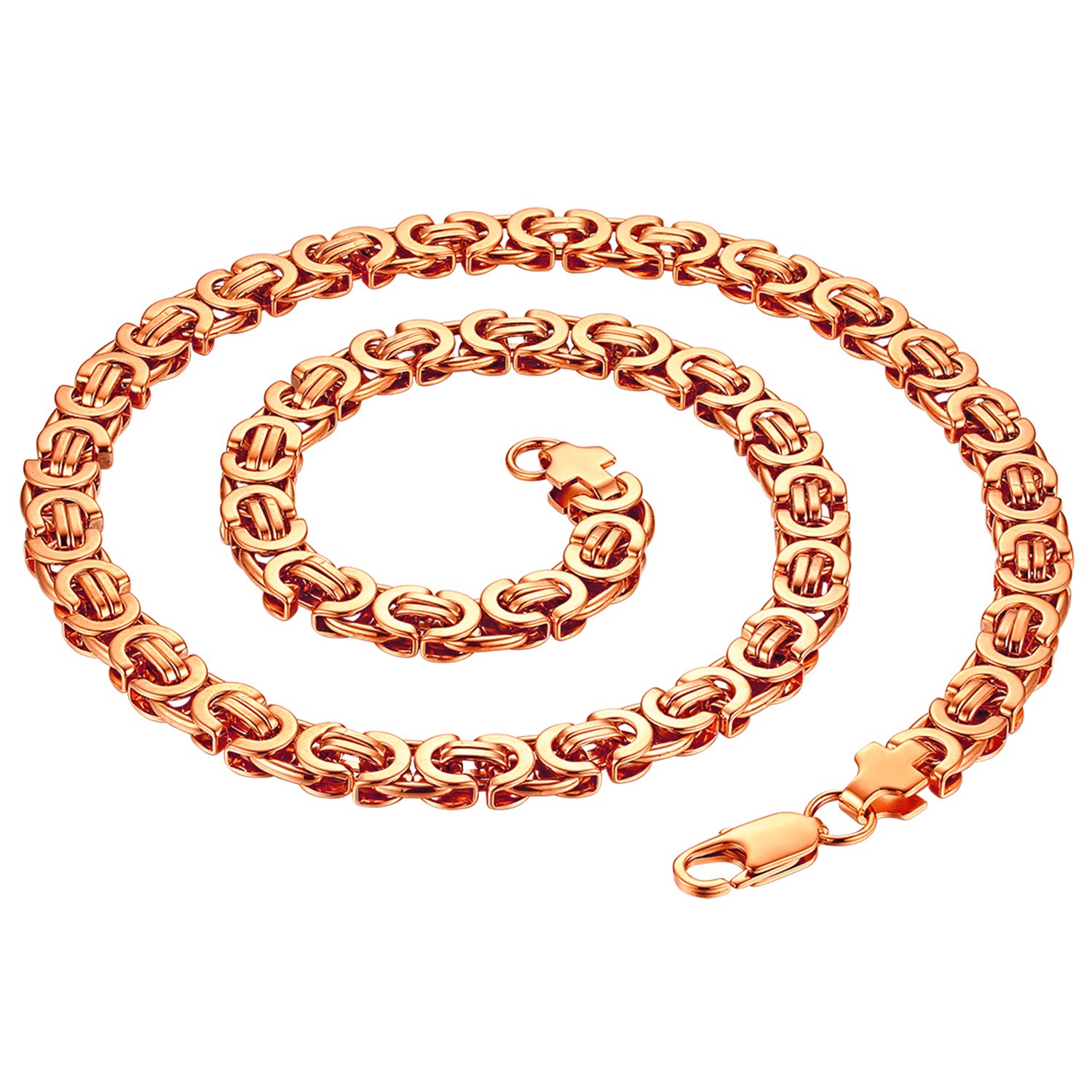 Cupimatch Men's Biker 9MM Silver Stainless Steel Necklace Chain, 22 Inch (Rosegold)