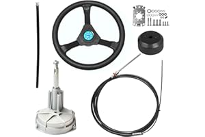 JNDO 10/12/13/14/15FT Boat Steering Cable Kit Outboard Steering Cable Boat Steering System Kit with 12.5 Inch Wheel Rotary Helm