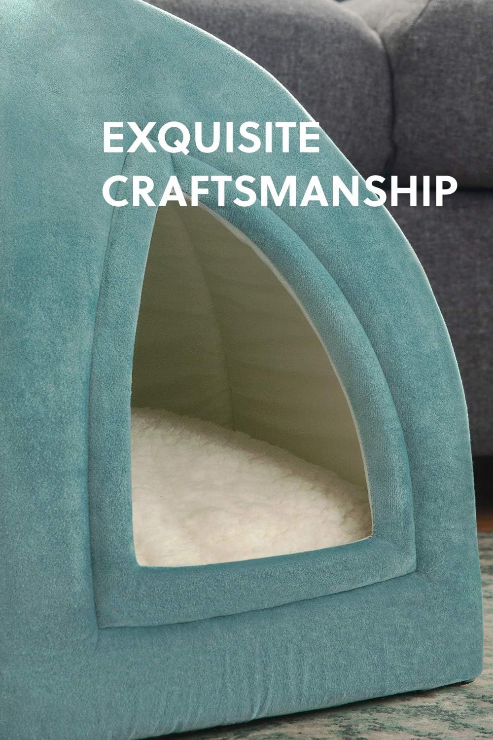 Bedsure Pet Tent Cave Bed for Cats/Small Dogs - 15x15x15 inches 2-in-1 Cat Tent/Kitten Bed/Cat Hut with Removable Washable Cushioned Pillow - Microfiber Indoor Outdoor Pet Beds, Washed Blue : Pet Supplies