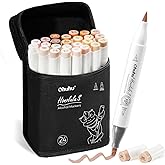 Ohuhu Alcohol Markers: Soft Chisel Red Dot Design Award Winner 24 Skin-color Brush & Soft Chisel Dual Tips Drawing Markers for Artists Beginners Adults Coloring Illustration Sketching - Honolulu S
