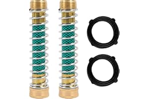 LIULO TOOL 2 Pack Garden Hose Protector, Brass Hose Extension Adapter with Coil Spring, Garden Faucet Extension