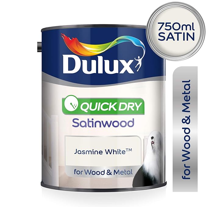 Dulux Quick Dry Satinwood Paint For Wood And Metal Jasmine White 750Ml Amazon.co.uk DIY & Tools