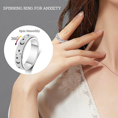 MHWTTY Anxiety Ring for Women Fidget Toys Adults Ring Spinner