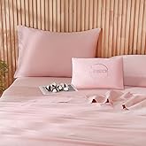 JSD 100% Cotton Sheet Set Queen, Dusty Pink Sateen Sheets 300 Thread Count, Soft Breathable Bed Sheets Deep Pocket