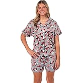 Disney Minnie Mouse Pajamas Women's Polka Dot Bow Notch Collar Short Sleep Set