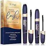 St. Mege 4D Silk Fiber Lash Mascara & Fiber 2-in-1 Set, Best for Thickening and Lengthening, Waterproof and Smudge-Proof and 