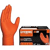 GLOVEWORKS HD Orange Nitrile Disposable Gloves 8 Mil Raised Diamond Texture, 100