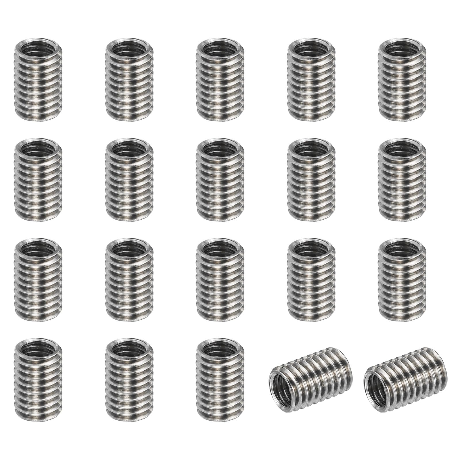 PATIKIL 304 Stainless Steel Thread Adapters Sleeve Reducing Nut, 20 Pcs M8x1.25 Male to M6x1.0 Female Repair Insert Nut Screw Reducer 12mm