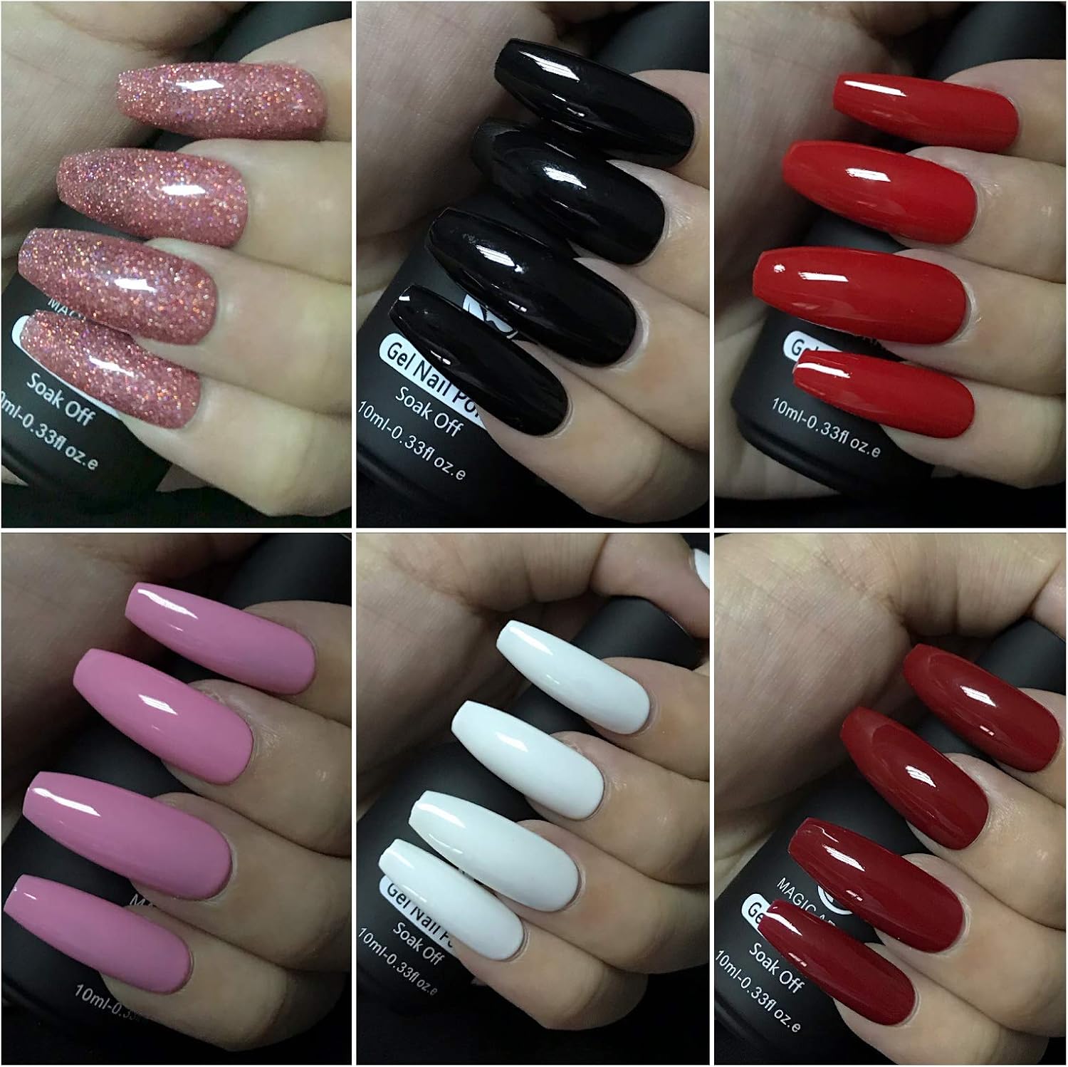 MAGIC ARMOR Gel Nail Polish Black Soak Off UV Gel Polish Nail Art Salon Manicure Nail Lacquer Varnish 10ml (002): Health & Personal Care