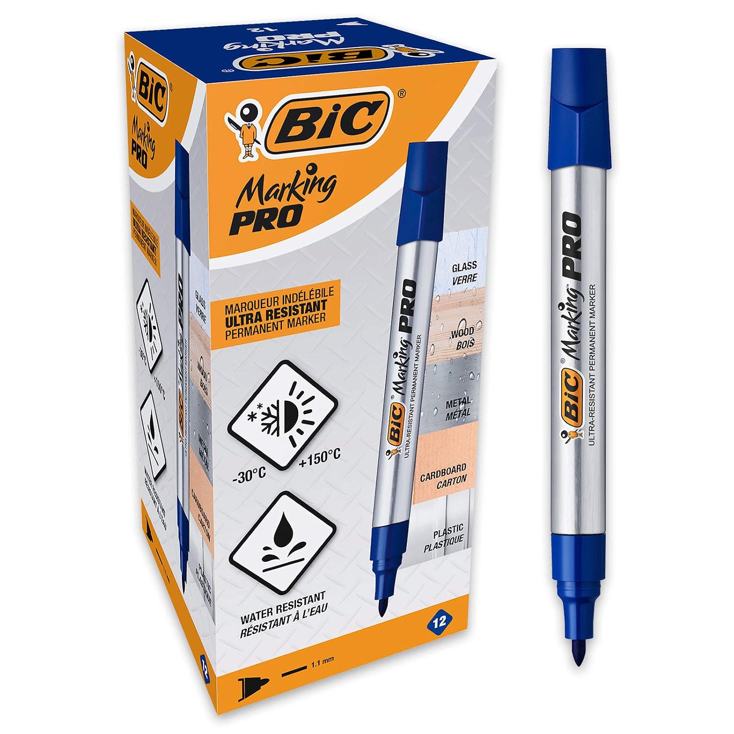 Caja de 12 marcadores permanentes BIC Marking Pro