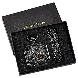 Whodoit Square Mechanical Pocket Watch Men's Black