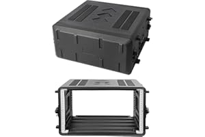 ROOMEDAL 6U Rack Case Shallow, 17" Depth 19" Rackmount Mount Flight Case, Watertight Dust-Proof Shock Mount Racks with Microphone Compartments (6U - Standard)