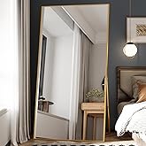 Beauty4U 76" x 37" Large Full Length Mirror with Stand, Gold Wall Mounting Full Body Tempered Mirror for Living Room, Bedroom