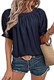 EVALESS Summer Tops for Women 2025 Blue Chiffon