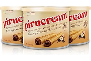 Pirucream Rolled Wafers with Chocolate Hazelnut, Organic Alkaline 100% Cocoa – No Trans-Fat, Preservatives, Colorants or Additives and without Palm Oil (300Gr/ 10.58Oz each one – 3 Pack Tin)