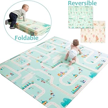 Tinton Life 78 5 X 70 5 Folding Reversible Baby Play Mat Waterproof Xpe Foam Floor Playmat Non