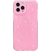 Hython Case for iPhone 11 Pro Case Glitter Cute Sparkly Shiny Bling Sparkle Phone Cases 5.8", Thin Slim Fit Soft TPU Bumper Shockproof Rubber Protective Cover for Women Girls Girly, Bright Pink