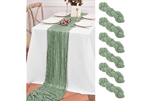 Teruntrue 6 Pack Sage Green Table Runner 10FT Long Cheesecloth Table Runner Cheese Cloth Gauze for Wedding Party Birthday Dec