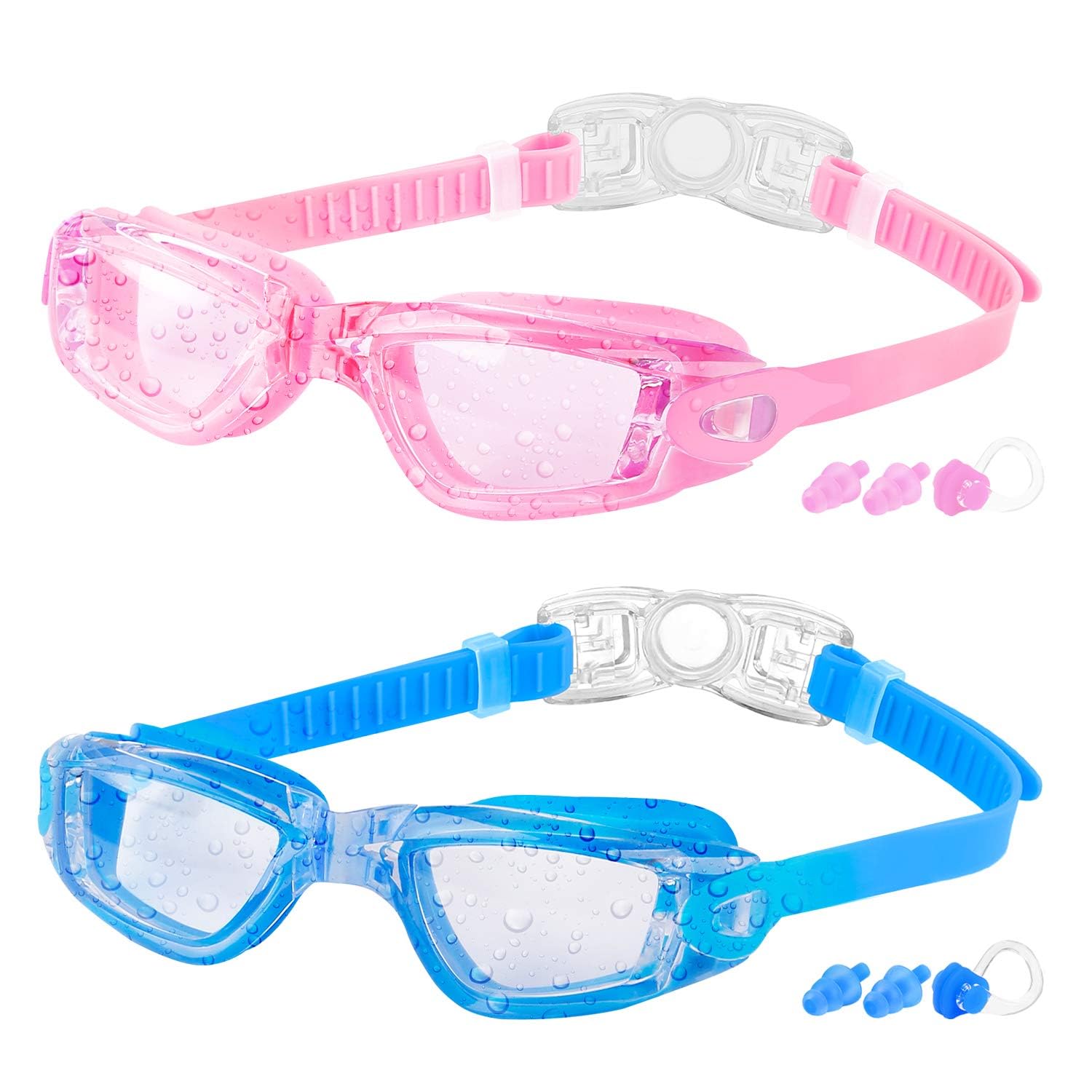 COOLOO Kids Swimming Goggles, 2 Packs Crystal Clear Swim Goggles for Kids, Children, Boys, Girls, and Teens Age 3-16, Anti-Fog, Waterproof, No Leaking — image 1