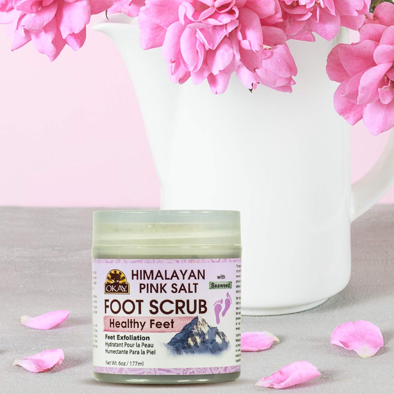 OKAY Himalayan Pink Salt with Seaweed Foot Scrub, 6 Ounce: Beauty