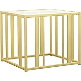 Coaster Home Furnishings Adri Rectangular Glass Top Side End Table Matte Brass 723607