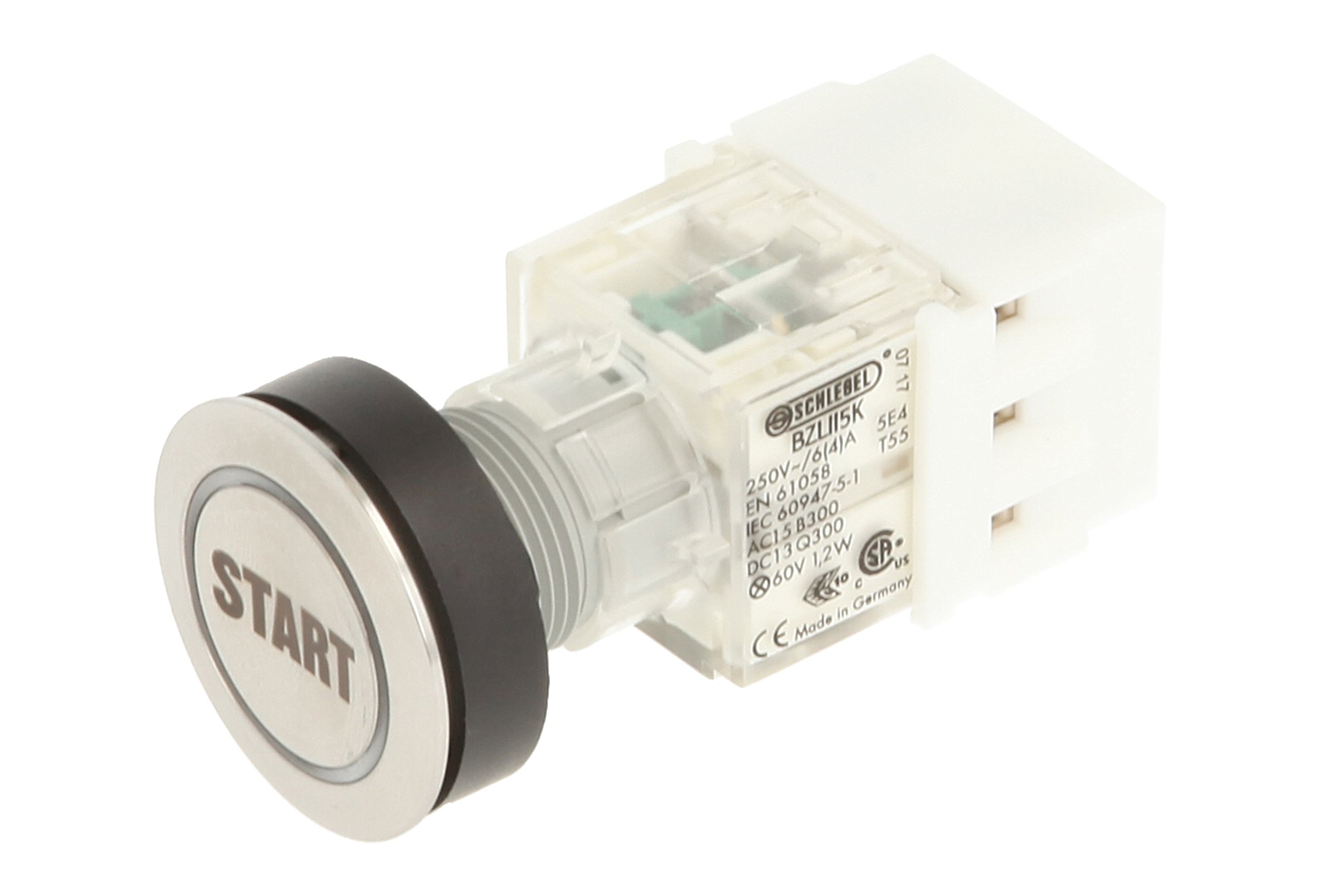 Club 23.000.920 Light Up Push Button, Ringlight, Lettering Symbol Start Probe Contact Encoder 2 Contacts, SCREW TERMINALS 24 V White LED (Pack of 2)