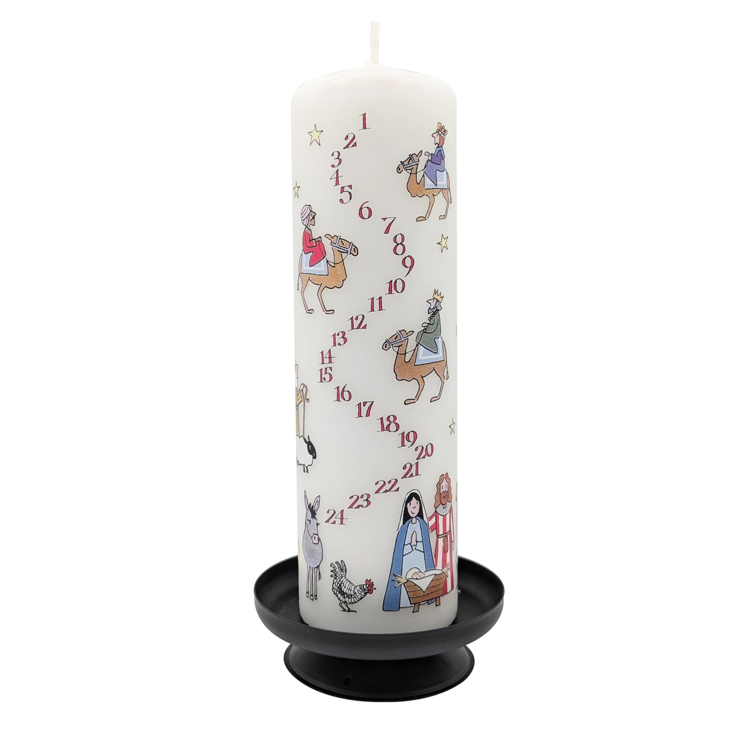 Alison Gardiner The Nativity Advent Pillar Candle – Unscented Wax Christmas Countdown, 70hr Burn, Handmade in UK – Festive Candle for Table, Mantelpiece & Seasonal Décor