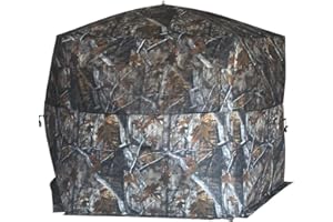 THUNDERBAY Gobbler Lodge 5-Side Hunting Blind, 4 Person Ground Blind for Deer Hunting, 300D Oxford Fabric Deer Blind, JX Hardwood Camo Pattern