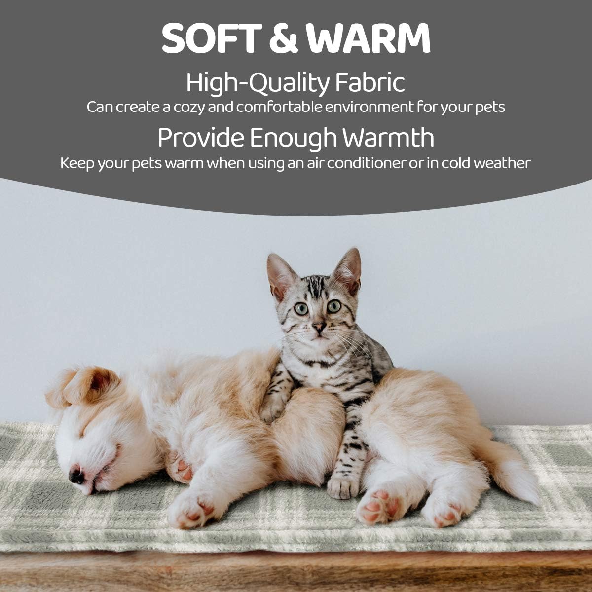 Queenmore Fleece Pet Blankets Fluffy Cat Dog Blankets for Small Medium Dogs Cats Sherpa Fleece Blanket for Pets Puppies Furniture Protection Machine Washable 32" x 40" Beige: Kitchen & Dining