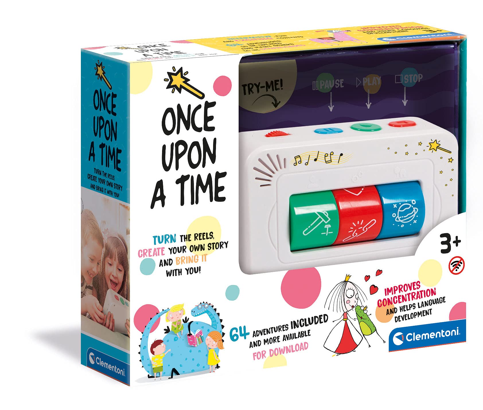 Clementoni- Once Upon A Time Story Teller: Interactive Storyteller for Kids - 64 Different Stories! (3+ Years)