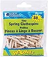 Loew-Cornell Woodsies Tiny Spring Clothespins, 1-Inch, Natural, 50-Pack