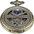 Vintage Mechanical Men's Pocket Watch, Roman Dial Clock Hand Wind Pocket Watch for Men with FOB Chain