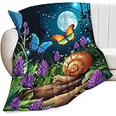 Lovira Snail Butterfly Throw Blanket Snails Forest Woodland Throw Blankets Gifts Stuff Decor Fleece Plush Flannel for Lover Men Women Boys Girls 40"x50"