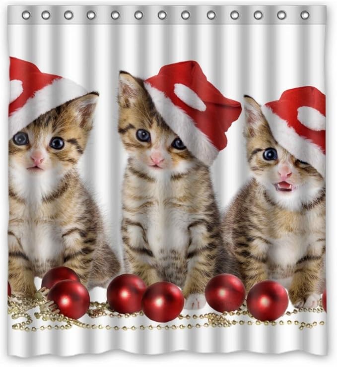 Having Christmas With Cat Waterproof Bathroom Shower