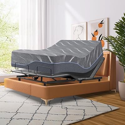 Full Size Adjustable Bed Frame,14 Inch Grey Gel Memory Foam Mattress, Adjustable Bed Base with Adjustable leg height,Separate Head/Foot Lift, Anti-Snore/Zero Gravity,Easy Assembly, Smart Electric Beds