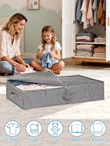 JUPELI 50L Under Bed Storage Box with Lid, PP Liner, Reinforced Zips view 7
