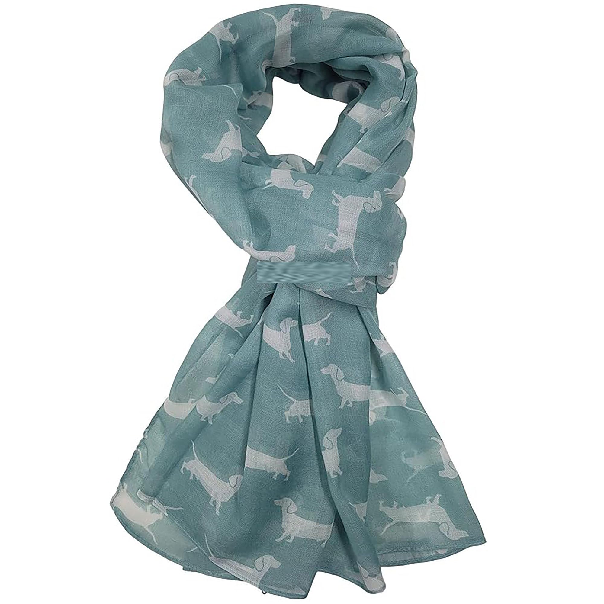 GFM® Women's Dachshund Dog Sausage dog Print Scarf - Light Teal (DG-01-HLTL) — image 1