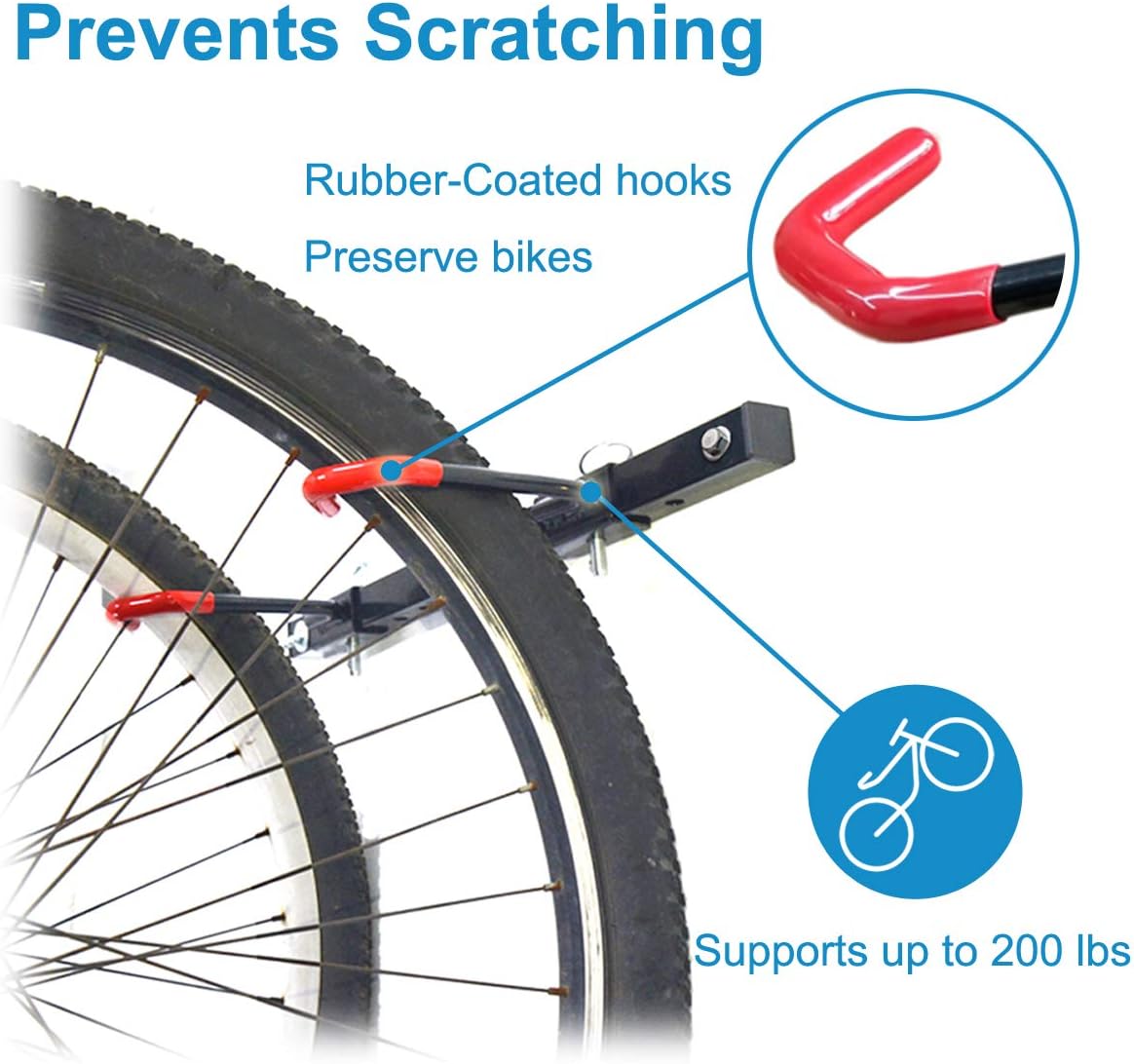 Qualward Bike Wall Mount Storage Rack for Garage, Bicycle Hangers - Hanging 4 Bicycles, 2 Pack: Home Improvement