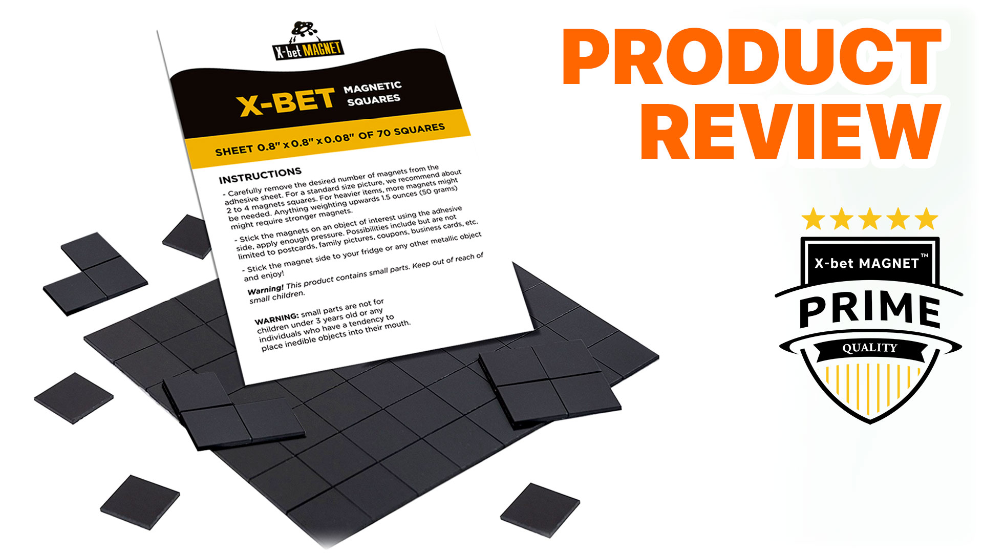X-bet Aimants Autocollants - Carrés Et Points Magnétiques - 675 Gauss - Dos Adhésif Fort - Pour Bricolage