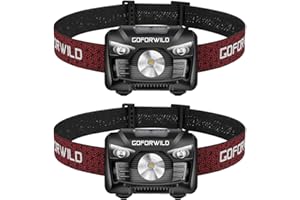 GOFORWILD 2 Pack of Rechargeable Headlamp, 500 Lumens Head lamp with Red Light and Motion Sensor Switch, Perfect for Running, Hiking, Lightweight, Waterproof, Adjustable Headband, 5 Display Modes
