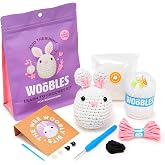 The Woobles Crochet Kit for Beginners (JoJo the Bunny) | As seen on Shark Tank, Kit includes: Easy Peasy Yarn, pre-started piece, hook, safety eyes, stuffing, video tutorials