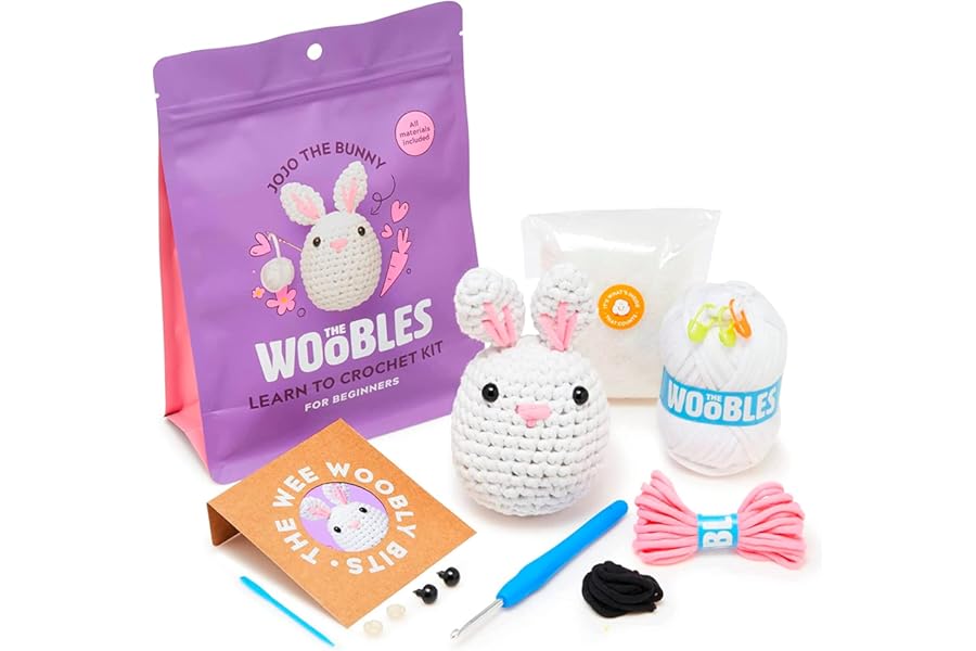 The Woobles Crochet Kit for Beginners - Easy Arts and Crafts Knitting & Crochet Animals Kit As Seen On Shark Tank - JoJo The Bunny