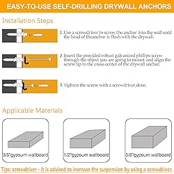 KURUI Self Drilling Drywall Anchors Assortment