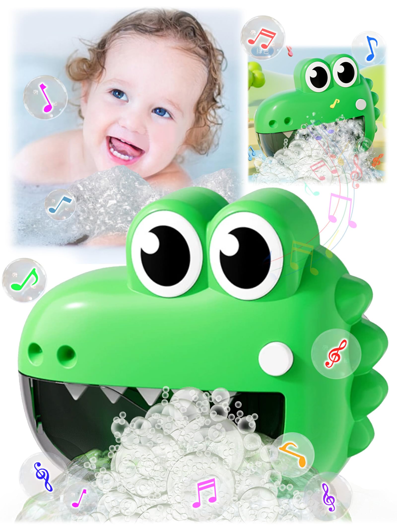 Photo 1 of Baby Bath Toys, Dinosaur Bath Bubble Machine with Music,Kids Automatic Bubble Maker Bathtime Bathtub Shower Toys for Toddlers Birthday Gift,for Boy Girl Ages 1-3 4-8