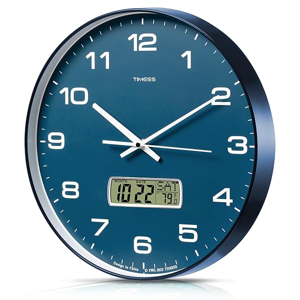 TIMESS WALL CLOCK, 14″ LARGE DIAL NON-TICKING SILENT...