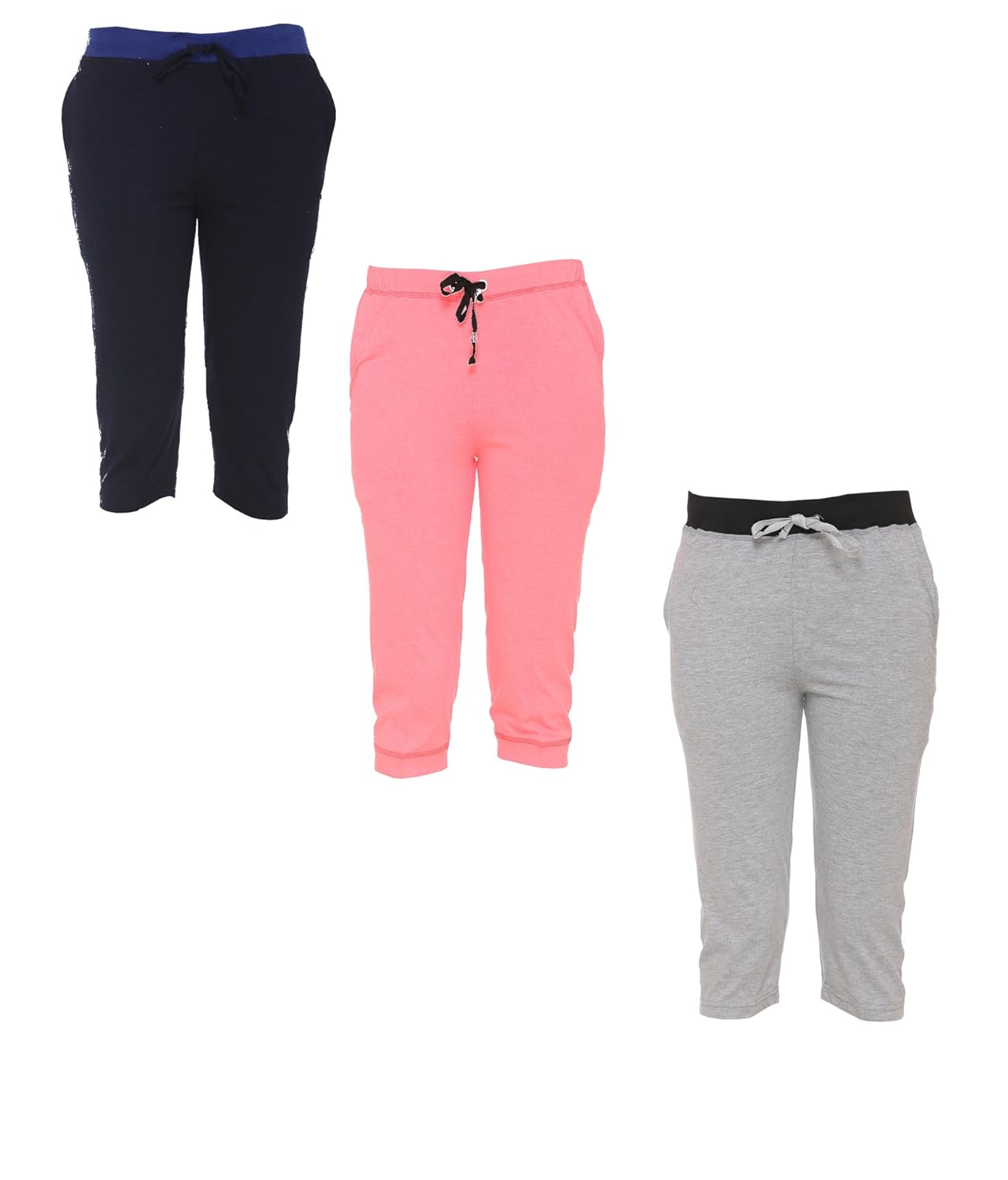 vimal cotton blended multicolor capris for women(pack of 3)