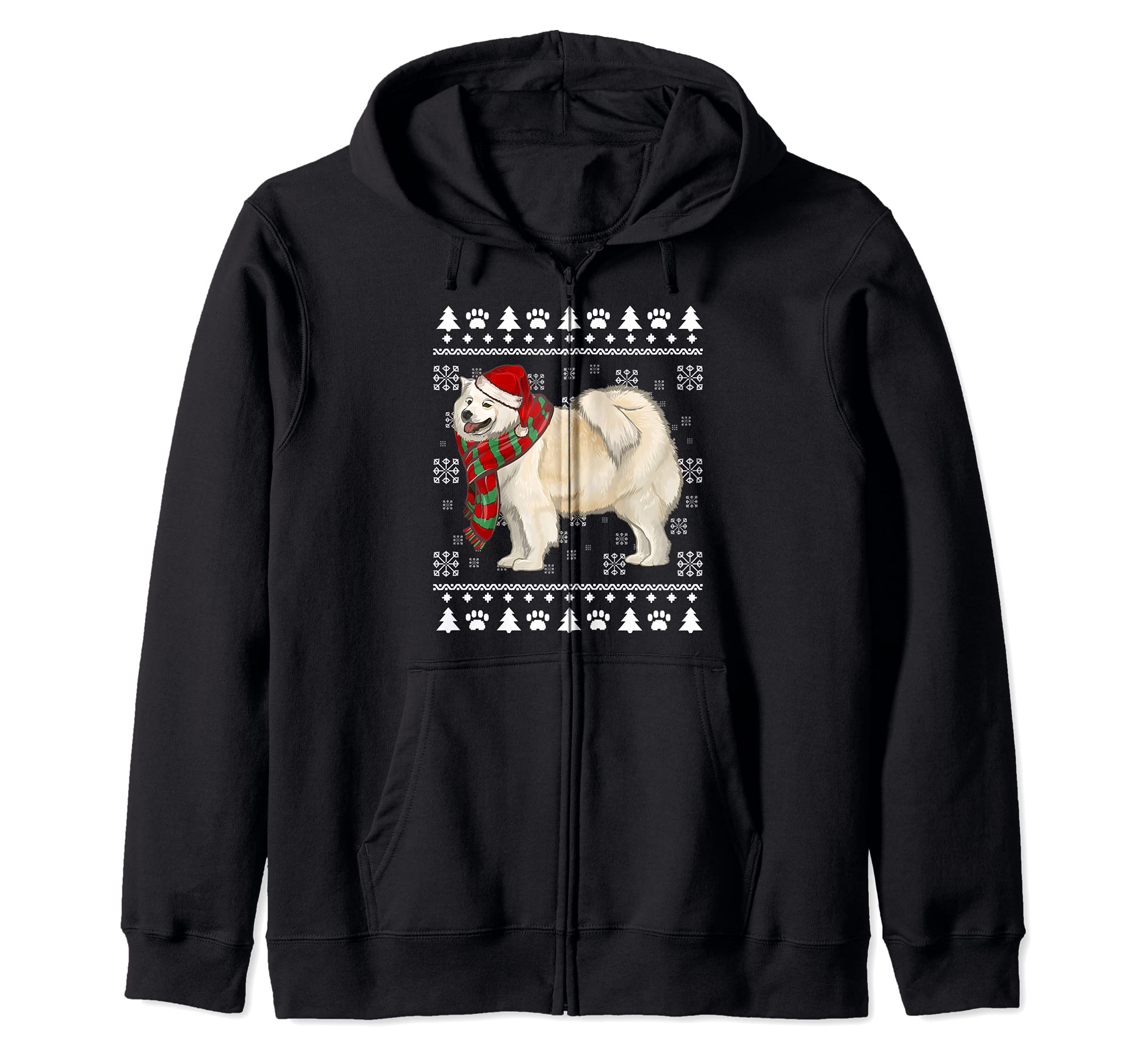 Samoyed Dog Santa Hat Xmas Ugly Christmas Zip Hoodie