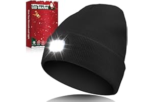 BIUONK Unisex LED Mens Beanie Hat with Light, USB Rechargeable Headlamp, Valentines Day Gifts for Him Boyfriend Husband Women
