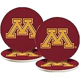 Desert Cactus University of Minnesota Circle Ceramic Coasters 4 Pack Golden Gophers Absorbent Drink Coasters with Cork Backing (Design A)